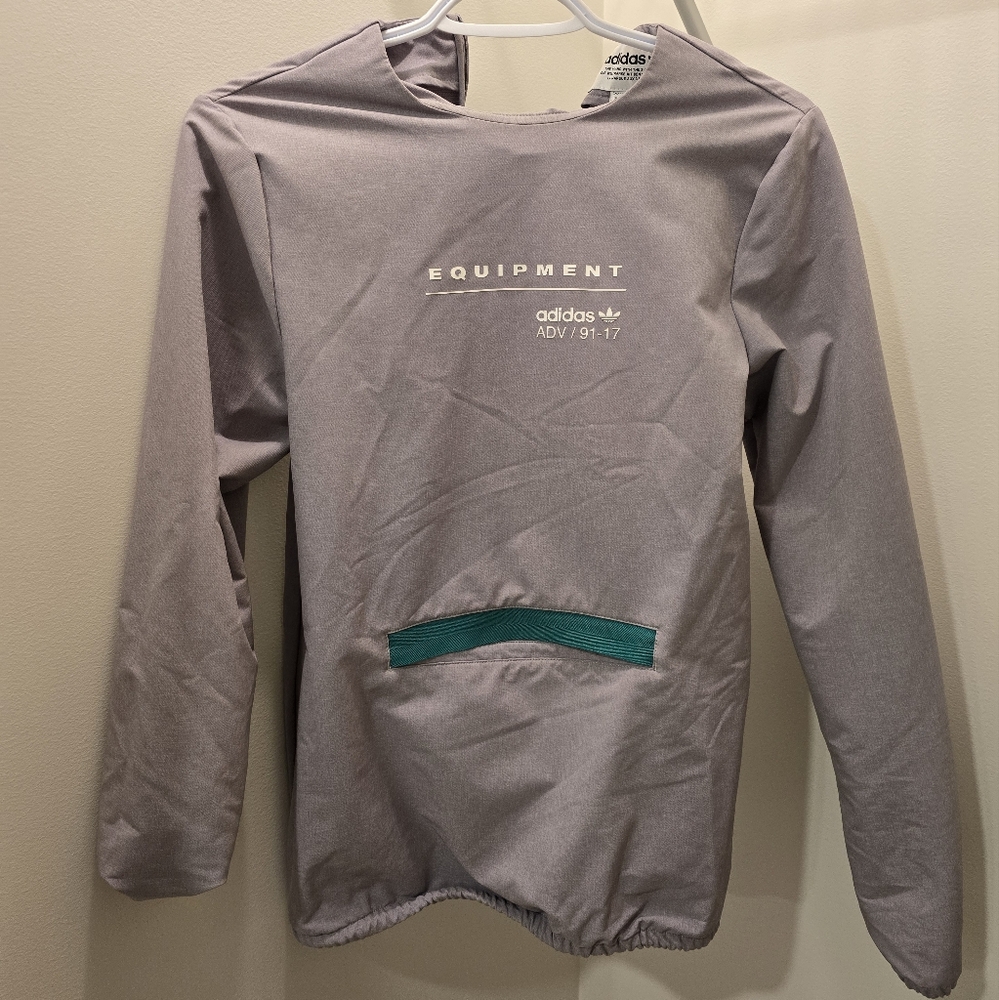 Adidas Long Sleeve Shirt in Gray with Teal Accent